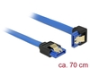 Scheda Tecnica: Delock Cable SATA 6GB/s Receptacle Straight > SATA - Receptacle Downwards Angled 70 Cm Blue With Gold Clips