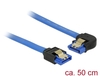 Scheda Tecnica: Delock Cable SATA 6GB/s Receptacle Straight > SATA - Receptacle Left Angled 50 Cm Blue With Gold Clips