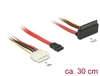 Scheda Tecnica: Delock Cable SATA 6GB/s 7 Pin Receptacle + Molex 4 Pin - Power Plug > SATA 22 Pin Receptacle Upwards Angled Metal 30