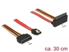 Scheda Tecnica: Delock Cable SATA 6GB/s 7 Pin Receptacle + SATA 15 Pin - Power Plug > SATA 22 Pin Receptacle Upwards Angled Metal 30