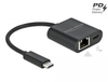 Scheda Tecnica: Delock USB Type-c ADApter To Gigabit LAN - 10/100/1000 Mbps With Power Delivery Port Black