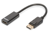 Scheda Tecnica: DIGITUS Cavo dattatore DP, DP - HDMI tipo St/Bu - 0,15m,m/blocco, DP 1.1a, CE, bw